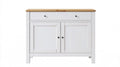 Biały kredens MDF z blatem z litego drewna sosnowego 120 x 40 x 90 cm