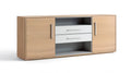 Komoda nowoczesna z płyty laminowanej Dąb Naturalny/Biały/Antracyt 160 x 40 x 75 cm