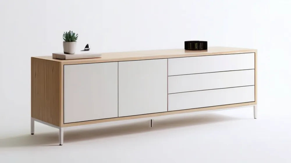 Komoda prostokątna dąb jasny/biała 180 x 40 x 75 cm