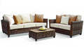 Zestaw wypoczynkowy z technorattanu brązowy/kremowy, sofa 3-osobowa 200 × 75 × 75 cm