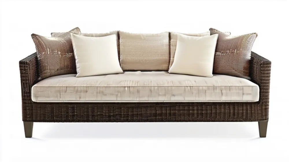 3-osobowa sofa z technorattanu brązowo-beżowa 220 x 90 x 82 cm