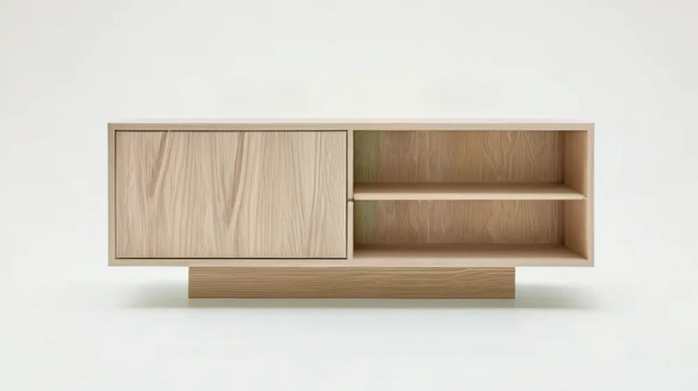 Kredens z płyty MDF w dekorze jasnego dębu, 160 x 40 x 60 cm